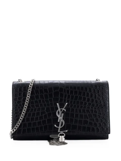 Saint Laurent Pre-Owned Classic Monogram Tassel Crocodile Embossed Leather Medium crossbody bag Black 3JRCHYPFNQP4KJF3
