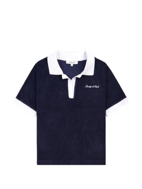 Sporty & Rich logo-embroidered terry polo shirt Blue TO04275326BL107