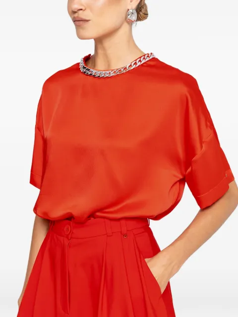 NISSA chain-detail satin top Red TOP15098