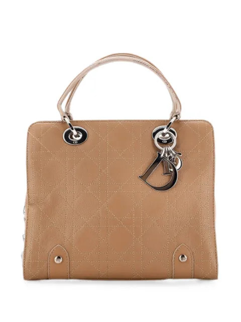 Christian Dior Pre-Owned Lady Dior Soft Zip Tote Cannage Stitch Leather Small satchel Neutrals DLU1QPU32EZHIDEO