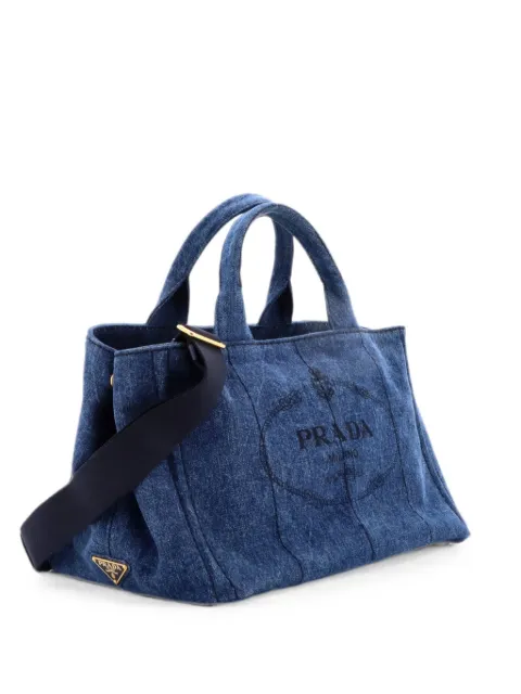 Prada Pre-Owned Canapa Convertible Denim Medium tote bag Blue XUQPXWI25NUCRFN0