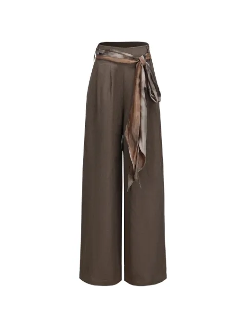 ELYWOOD belted pleated palazzo pants Brown 2FS104WL