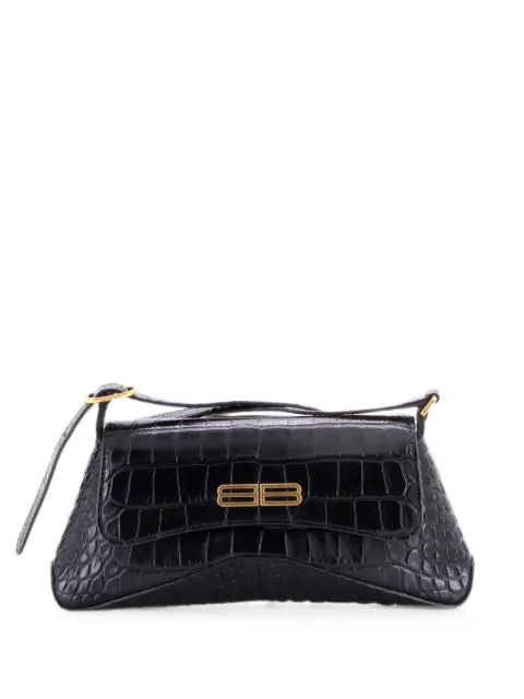 Balenciaga Pre-Owned XX Flap Street Shoulder Bag Crocodile Embossed Leather Small hobo bag Black 54P3WG353HRK70S2
