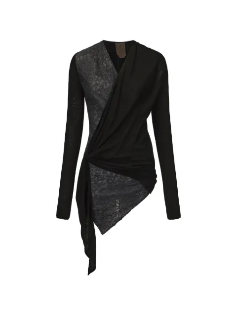 ELYWOOD wrap-style asymmetric-hem long-sleeved blouse Black 2EA077YY