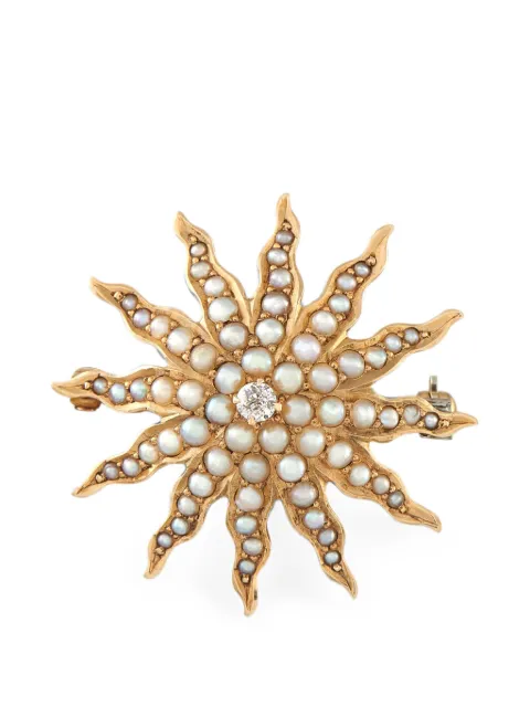 LB Exclusive seed pearl diamond starburst brooch Gold MF15062926