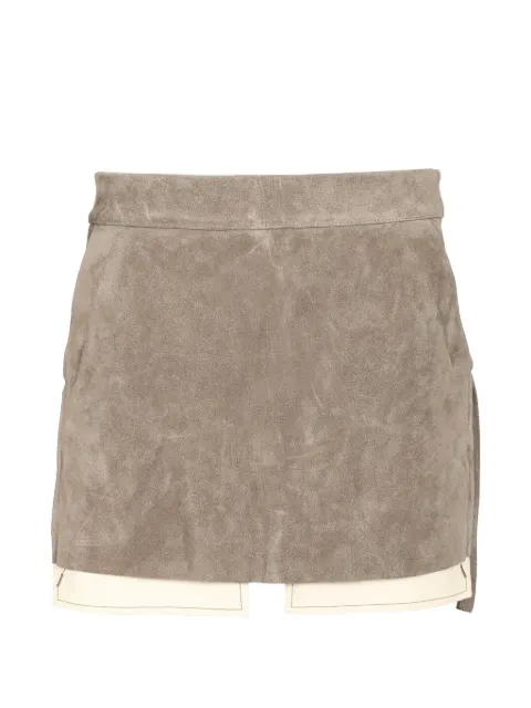 Rick Owens Fog Cut layered suede mini skirt Grey RP02F5374