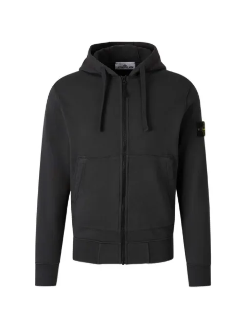 Stone Island 6100061 organic cotton fleece hoodie Black L2S156100061S0051