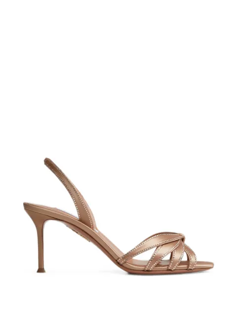Aquazzura crystal-embellished slingback pumps Gold SMCMIDS0SATSATIN