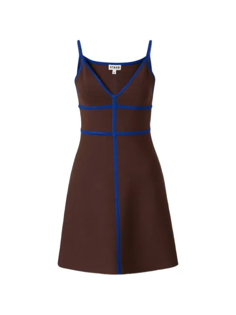 STAUD contrast-trim sleeveless mini dress Brown R26P2142VNC