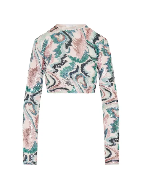 Rabanne sequin-embellished abstract-print T-shirt Pink 26EJTO246PO0422V690