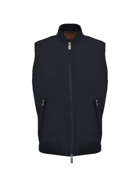 Pal Zileri zip-up ribbed-trim waistcoat Blue Y3GSG518VMO211