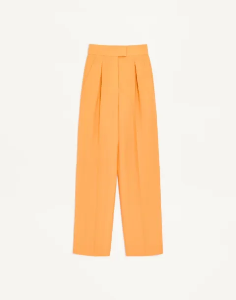 Valentino Garavani British pleated straight-leg trousers Orange BRB766A6D