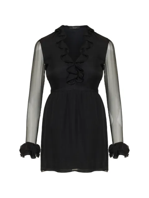 Gucci ruffled silk-chiffon A-line mini dress Black 865169ZHS57