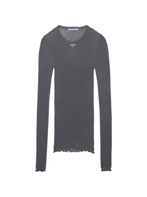 Prada ribbed-knit top Grey 39702SOOO6081