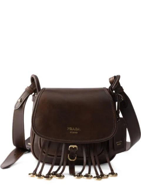 Prada Corsaire aged leather mini shoulder bag Brown 1BD412VOOU2ZRN