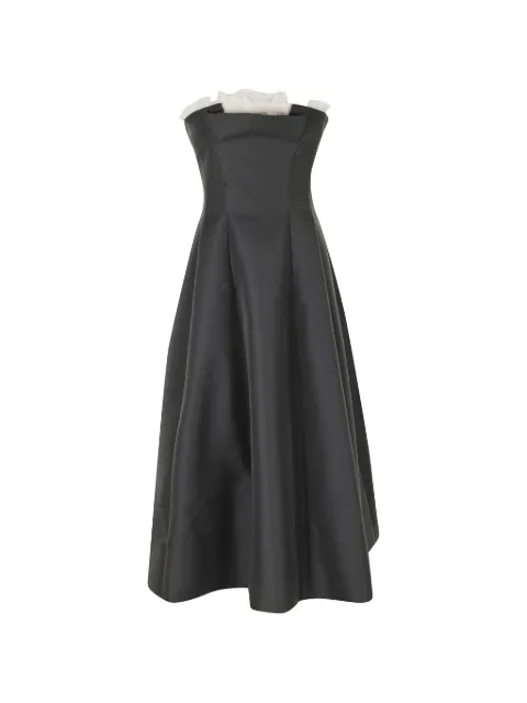 Alberta Ferretti maxi ruffled-trim strapless dress Black A04486628099