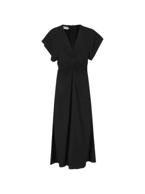 Alberta Ferretti midi gathered-detail V-neck dress Black A04066627099