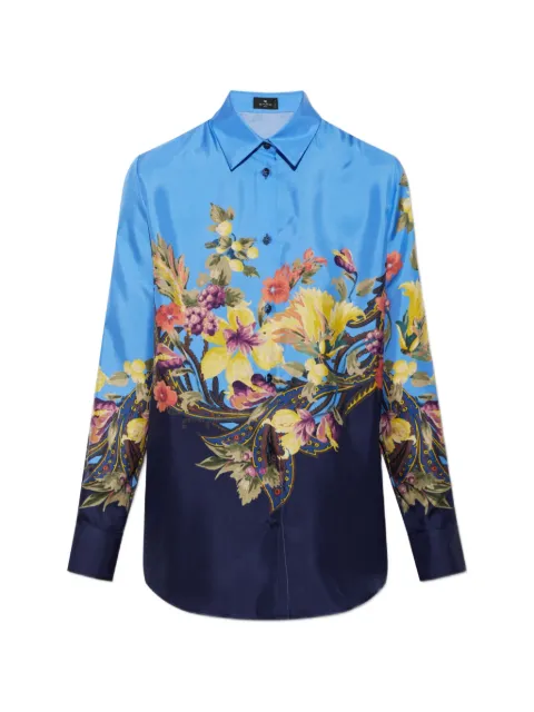 ETRO floral-print silk shirt Blue WRIA0013AK15N