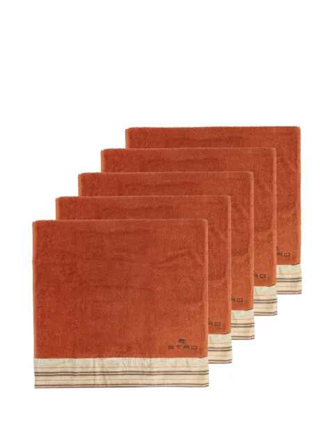 ETRO HOME Paisley-print embroidered-logo towels set (set of five) Orange UKFA0001AV934