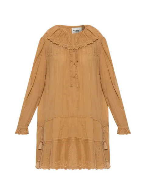 MARANT ÉTOILE Lenora broderie-anglaise ruffled mini dress Brown RO1130FAD3J10E