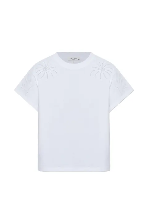 rag & bone openwork-trim T-shirt White RE9M26PT3KW0