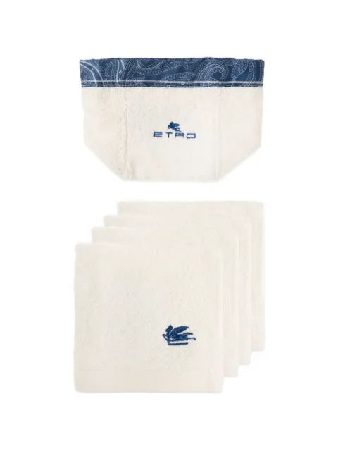ETRO HOME Pegaso-embroidered paisley-trim basket and towels set (set of four) Neutrals UKFG0001AV934