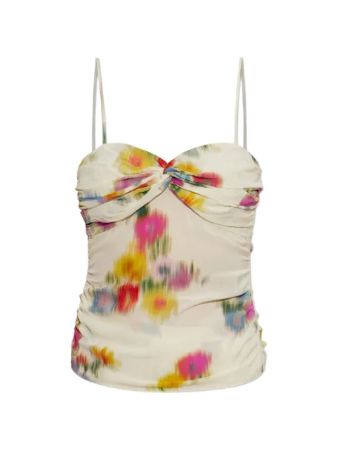 MARANT ÉTOILE floral-print ruched top Neutrals HT0899FAD3J02E