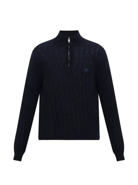ETRO quarter-zip cable-knit sweater Blue MRKF0115AU12P