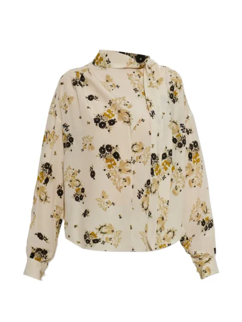 ISABEL MARANT floral-print tie-neck top Neutrals 26AHT0896FAD3J07I