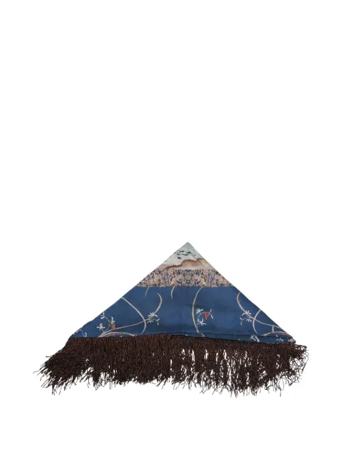 Pierre-Louis Mascia fringe-trim floral-print scarf Blue ALOEUWSW090X090GTF