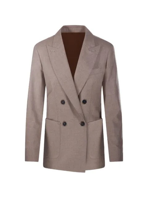 Max Mara mélange-effect double-breasted blazer Neutrals 2621046181600