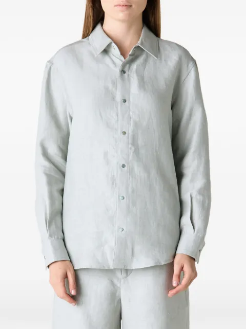 GOD'S TRUE CASHMERE button-up linen shirt Grey SP26U1208MWLSILW