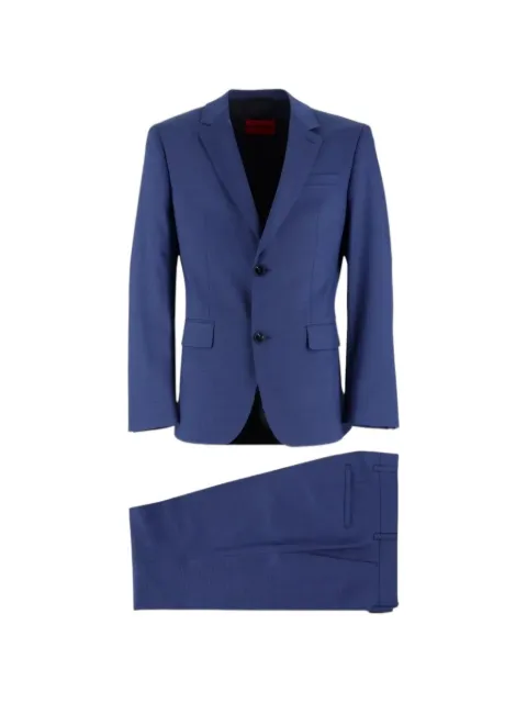 HUGO single-breasted slub-texture suit Blue 5056946610250655498