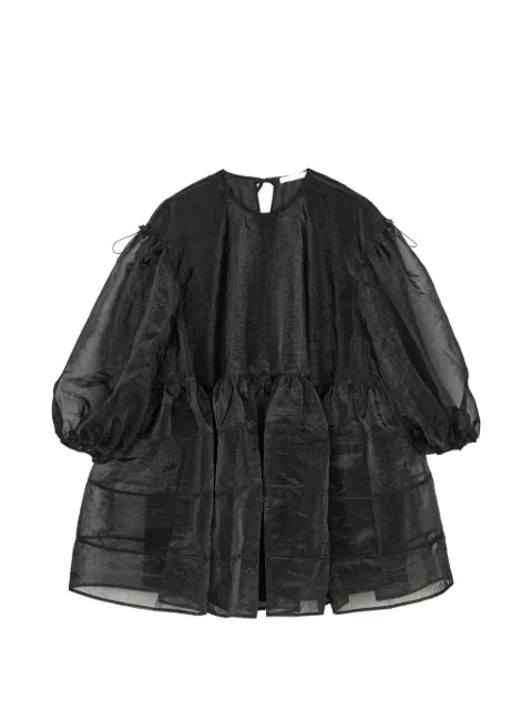 Cecilie Bahnsen mini sheer crinkled-texture mini dress Black 126RTW10025