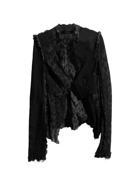Gucci leopard-print ruffled blouse Black 872059PCEXZAVCL