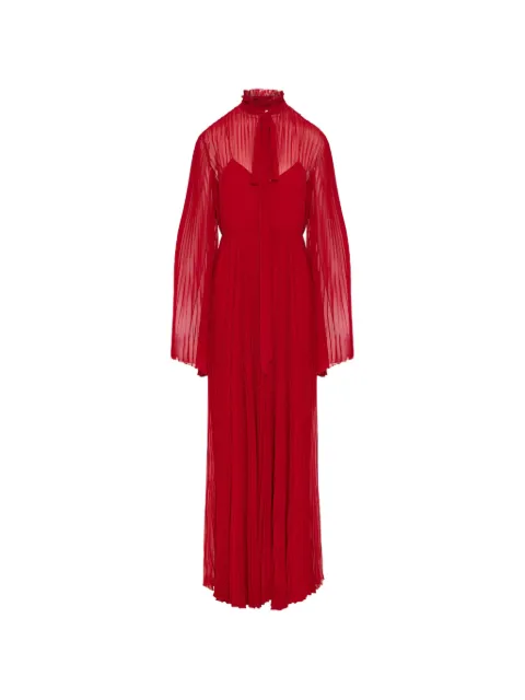 Gucci pleated pussy-bow long-sleeved maxi dress Red 866261ZASAO