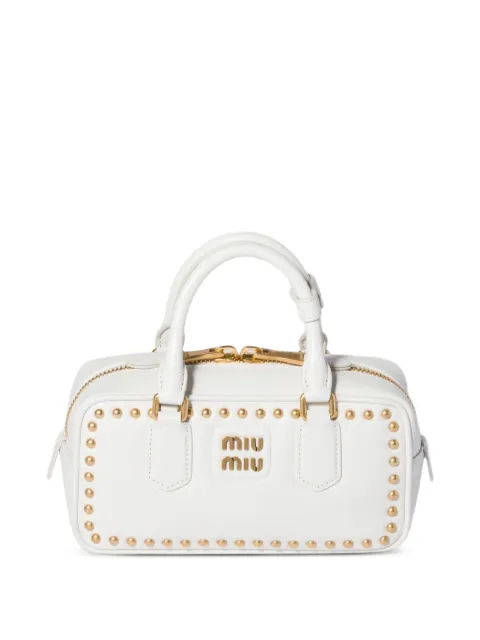 Miu Miu Arcadie studded leather bag White 5BB142VOBO2ZSQ