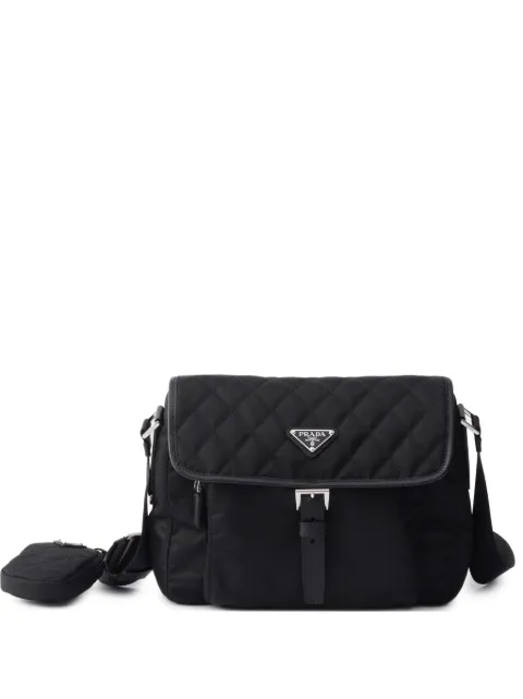 Prada medium quilted Re-Nylon shoulder bag with Saffiano leather trim Black 1BD994VD1N2ZSI