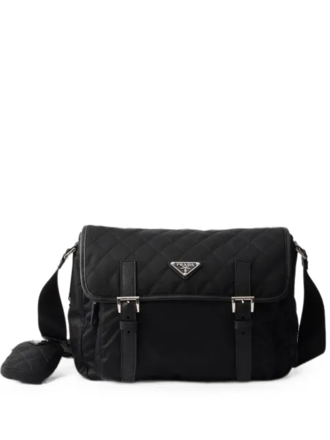 Prada large quilted Re-Nylon shoulder bag with saffiano trim Black 1BD953VD1N2ZSI