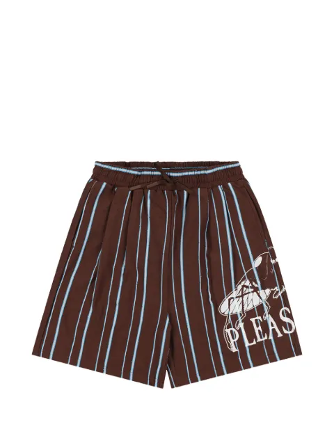 Pleasures Teleport stripe-print shorts Brown P26SU010