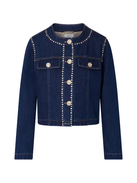 LIU JO slim fit denim jacket with rhinestones Blue UF6220D034777000