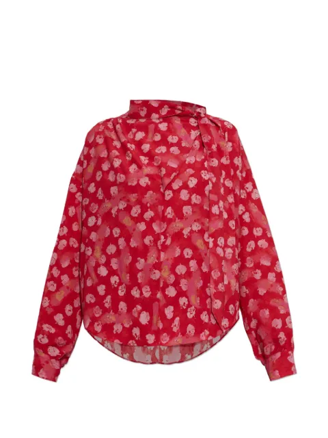 ISABEL MARANT floral-print tie-neck top Red HT0896FAD3J07I