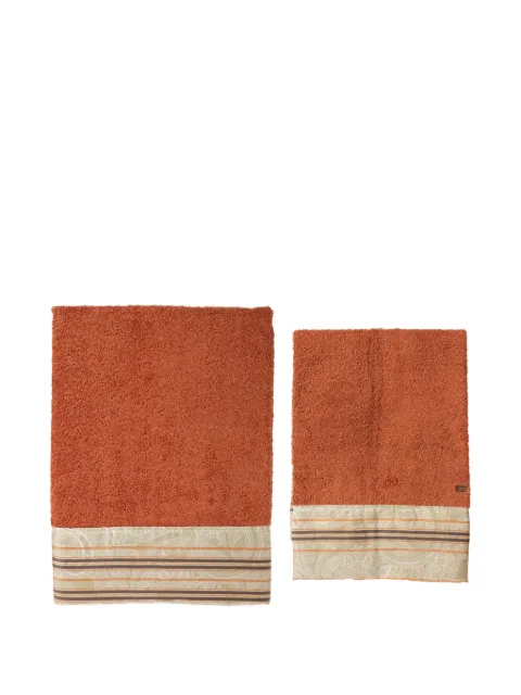 ETRO HOME paisley-print striped-border towels set (set of two) Orange UKFB0001AV934