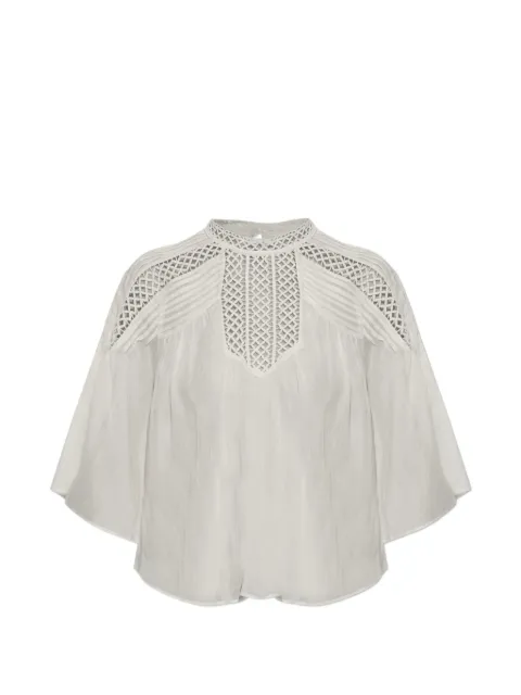 MARANT ÉTOILE crochet-knit pintuck top White HT0902FAD3J04E