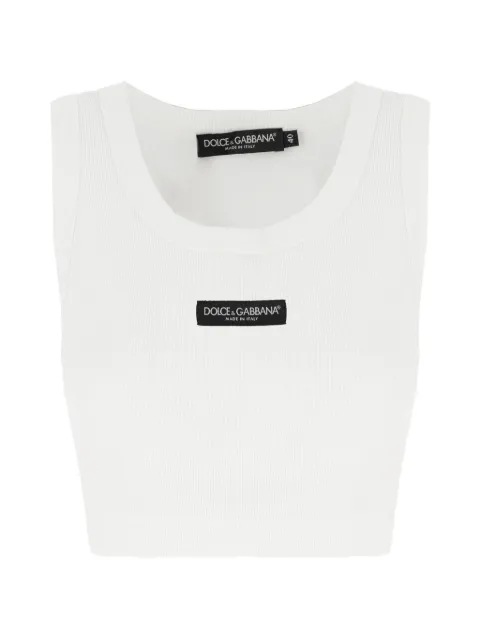 Dolce & Gabbana ribbed logo cropped top White F8W40TGDDVK