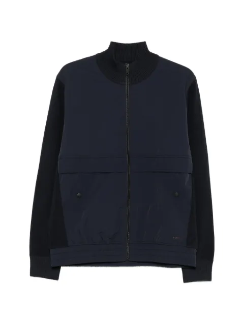BOSS knitted-panel zip-up jacket Blue 50566675