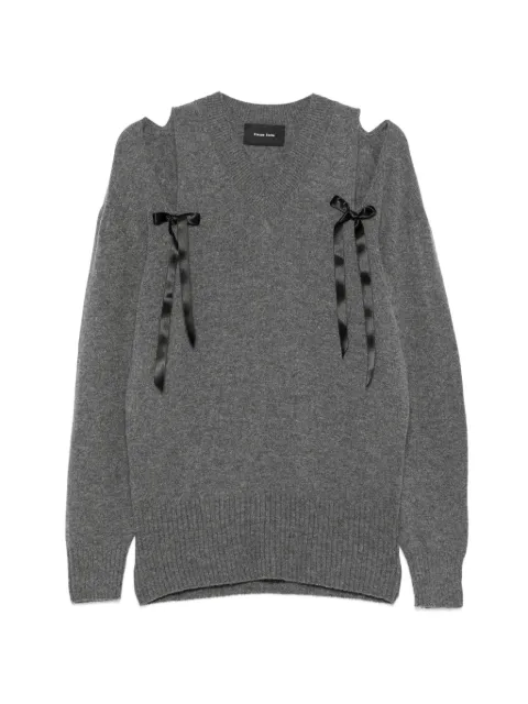 Simone Rocha bow-embellished cold-shoulder sweater Grey COML9E0667