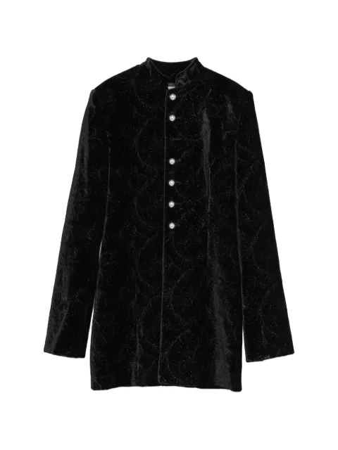 Ann Demeulemeester jacquard-patterned pearl-button jacket Black 2620WJA67RFA753