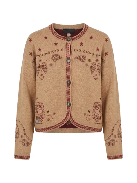 Alanui Bandana jacquard paisley-intarsia wool cardigan Neutrals LWHQ032E26KNI0016184
