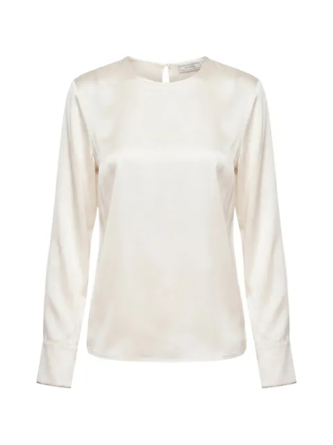Peserico satin-finish long-sleeve top Neutrals A06577D02372